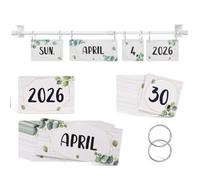 Hemobllo 2025-2028 Classroom Flip Calendar with Adjustable Metal Rod - Large Font Bulletin Board Date Display for Teachers & Homeschooling - Durable Greenery Eucalyptus Decor for Morning Meetings