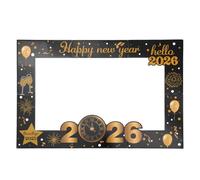 Hemobllo 2026 New Year Photo Booth Frame 90x60cm Black & Gold Foam Board - Group Selfie Prop for NYE Countdown & Social Media Photos - for Home Parties, Office Events, Families & Friends
