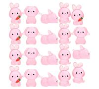 Hemobllo 20pcs Miniature Rabbit Figurine Mini Bunny Figures Pink Resin Glow the Dark Cartoon Bedroom Fairy Garden Decor