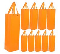 Hemobllo 20pcs Orange Thick Cardboard Wine Bottle Carrier Bags with Handle, Waterproof Reusable Single Wine Whiskey Bottle Pouches for Packaging and Housewarming
