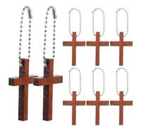 Hemobllo 20pcs Wood Cross Charm Key Pendants Brown Religious Adorable DIY Charms Pendant Keychain Decor for Female Friends Family Small Objects Decoration