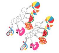 Hemobllo 24pcs Hawaii Style Hanging Ornaments Key Chain Decor with Cartoon Beach Party Designs for Bags and Keys Durable PVC Accessories Including Diving Goggles Duck Slippers Ice Cream
