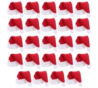 Hemobllo 24pcs Mini Santa Christmas Hats Santa Claus Candy Caps Non-Woven Wine Bottle Decor Xmas Party Decorations Red
