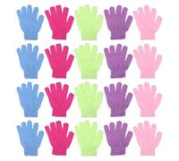 Hemobllo 24pcs Nylon Bath Gloves Five Finger Exfoliating Scrubber Gloves Body Scrub Mitt Dead Skin Removal Shower for Men and Women Random Color