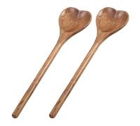 Hemobllo 2pcs Acacia Wood Heart-Shaped Wooden Spoons 25.5cm Multi-Functional Long Mixing Spoons for Stirring, Soup, Salad, and Honey in Kitchen Use
