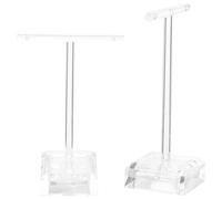 Hemobllo 2pcs Acrylic T-shaped Earring Display Stand with High-low Design, Jewelry Organizer for Desktop and Shop Display, Suitable for Earrings and Bracelets Storage