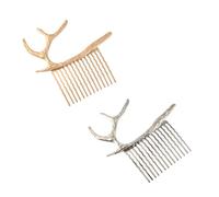 Hemobllo 2pcs Antlers Hair Comb for Women, Stylish Alloy Side Combs Comfortable to Wear, Not Easy to Scratch Skin, Hair Accessories for Birthday and Special Occasions