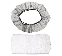 Hemobllo 2pcs Bird Cage Covers Mesh Skirt Set for 45.6"-66.9" Indoor Cages, Dust and Splash Protection Net Black White Star Pattern, Birdcage Seed Catcher Protector