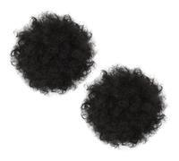 Hemobllo 2pcs Black Afro Bun Hair Extension Drawstring, High Temperature Silk Material, Easy to Wear Lightweight Hairpieces Creating Natural Looking Chic Hairstyles for Party and Photo Prop