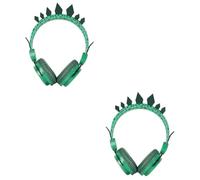 Hemobllo 2pcs Boy Girl Rhinestone Dinosaur Headset with Microphone Over-ear Headphones for Boys and Girls Soft Ear Pads Cable Compatible with Laptop Tablet Smartphone