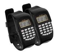 Hemobllo 2Pcs Boy Girl Watch Calculator Wrist Watch Portable Geometric Operation for Boy Girl Birthday Comfortable Creative Design Black