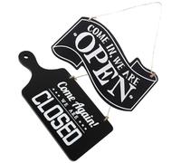 Hemobllo 2pcs Business Open Closed Sign Wooden Hanging Decoration Simple and Generous Style Black Inform Open/closed Status for Door Decoration and Business Places
