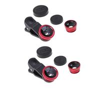 Hemobllo 2pcs Cell Phone Camera Lens Kit Super Wide Angle Macro and Fisheye Lens for Smartphones Design Compatible x Red