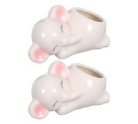 Hemobllo 2pcs Ceramic Elephant Planter Pots with Drainage Hole, Small Cartoon Animal Succulent Flower Pots for Home Desk Decoration, Cute Ceramic Cactus Planter Gifts for Women