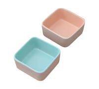 Hemobllo 2pcs Ceramic Hamster Feeding Bowls, Reusable Mini Pet Food and Water Dish Set, Bite-resistant and Anti-tip Household Bowls for Hamsters, Chinchillas - Orange Blue