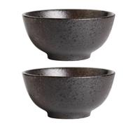 Hemobllo 2Pcs Ceramic Rice Bowls Black Stoneware Small Kitchen Tableware for Restaurant and Home Serving