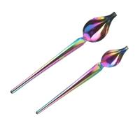 Hemobllo 2pcs DIY Chocolate and Dessert Decorating Spoons Set, Stainless Steel Culinary Sauce and Coffee Drawing Tools for Baking and Kitchen Use, Large and Small Iridescent Spoons