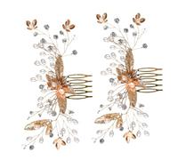 Hemobllo 2pcs Elegant Bridal Hair Combs with Crystal Pearls Handmade Wedding Hair Accessories for Bridesmaids Decorative Multi Functional Pins Enhancing and Style
