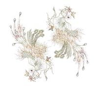 Hemobllo 2pcs Embroidered Appliques Patch Set, Polyester and Bead Material, Easy to Sew Wide Uses, for Embellishing Large Bags and DIY Projects