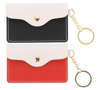 Hemobllo 2pcs Fashionable Pu Leather Coin Purse Keychain Wallet with Metal Ring, Reliable Multi-Card Slot Bag for Everyday Use and Travel