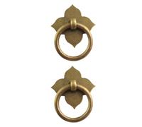 Hemobllo 2pcs Four-Leaf Clover Vintage Cabinet Knobs Antique Bronze Ring Pull Handles with Screws for Drawer Cupboard Furniture Accessories