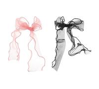 Hemobllo 2pcs Gauze Bowknot Hair Clips for Women, Decorative Duckbill Clips with Ribbon, Cute Headdress Accessories for Daily and Party Styles Random Color