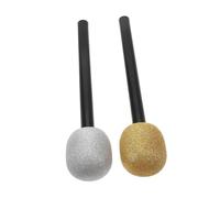 Hemobllo 2pcs Glittered Fake Microphone Prop for Party Decorations Lightweight Plastic Sparkly Mic Model for Halloween Disco Bar and Singing Performance Accessories