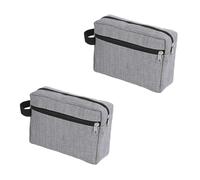 Hemobllo 2pcs Grey Travel Wash Bags Double-Layer Multipurpose Toiletry Storage Organizers for Cosmetics and Makeup, Portable Handheld Travel Bags Suitable for Home and Trip Use