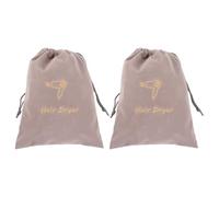 Hemobllo 2pcs Hair Dryer Carrying Bags Drawstring Velvet Storage Pouch 23x30cm Light Grey Soft Fabric Travel Organizer for Portable Hair Dryer and Accessories