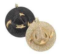 Hemobllo 2pcs Halloween Witch Hat Hair Clips Lightweight Glitter Barrette for Party Cosplay Costume Accessories in Gold and Black