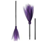 Hemobllo 2pcs Halloween Witches Broom - Purple Mesh Costume Props | Witch Broomstick for Cosplay, Dress Up & Party Decoration