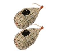 Hemobllo 2pcs Handwoven Straw Birdhouse for Birds, Sturdy Grass Bird Shelter Shields from Snow, Relaxing Design, Suitable for Hanging on Vines and Straw-woven Crafts in Garden or Patio