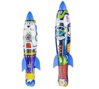 Hemobllo 2pcs Inflatable Rocket with Hand Throw and Squeeze Tail Launch Features, Made of Plastic and Aluminum Film, for Airplane Themed Parties and Outdoor Play