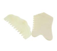 Hemobllo 2pcs Jade Gua Sha Comb and Scalp Massage Tool for Face and Body Skin, and Tension with Natural Beige Jade, for Facial and Body Care