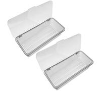 Hemobllo 2Pcs Kitchen Cutlery Tray Organizer Large Capacity Plastic Drawer Organizer with Lid and Drainer Stackable Utensil Holder for Countertop Silverware Storage 28 * 13 * 7cm