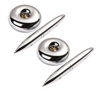 Hemobllo 2Pcs Magnetic Metal Ballpoint Pens with Vertical Floating Base Comfortable Grip Executive Signature Pens for Office and Business Use Silver Metal Writing