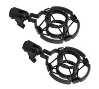 Hemobllo 2pcs Microphone Shock Mount Holder Black - Universal Anti-vibration Bracket for 1.77-1.97inch Diameter Condenser Mics, Plastic Spring Clip Recording Mic Support for Music Studio