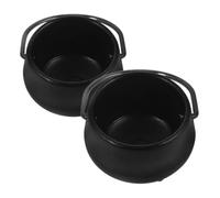 Hemobllo 2pcs Mini Black Cauldron Dollhouse Accessory Halloween Witch Pot Micro Landscape Decor Outdoor Garden Craft