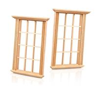 Hemobllo 2pcs Mini Doll House Window Frames Scale Twelve Lattice Simulated Window Models for Dollhouse Decoration Photography Props