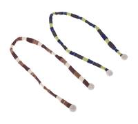 Hemobllo 2pcs Mini Striped Knitted Doll Scarves with Pom Poms, Tiny Winter Snowman Scarves for Crafts and Dollhouse Supplies, Miniature Ornaments for DIY Decorations