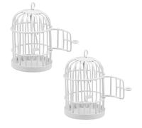 Hemobllo 2pcs Miniature Iron Wire Birdcage with Door for Dollhouse, Small Metal Decorative Bird Cage Ornament Hanging for Fairy Garden and Table Centerpieces