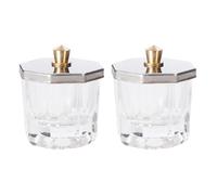 Hemobllo 2pcs Nail Art Crystal Octagonal Cups with Lids Mini Glass Nail Liquid Containers for Salon DIY Manicure Acrylic Tools