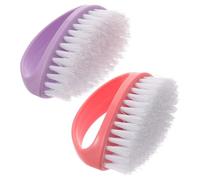 Hemobllo 2pcs Nail Cleaning Brushes with Handle Grip for Women, Portable Plastic Manicure Brush Featuring Dense, Firm, and Skin-friendly Bristles, for Nail Art Dust Removal and Fingernail