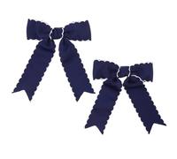 Hemobllo 2pcs Navy Blue Ribbon Bow Hair Clips for - Soft Grosgrain French Bowknot Barrettes with Edge Stitching - Comfortable Hair Accessories