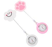 Hemobllo 2pcs Nurse Pocket Watches for Women with Stretchable Soft Strap, Decorative Hanging Clip-on Fob Watch Set, Cute Student and Staff Accessories