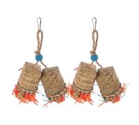 Hemobllo 2pcs Palm Leaf Woven Parrot with Natural Shredding Paper Strips for Cage Hanging Chewing and Foraging Bird, Suitable for Parakeets and Small to Medium Birds