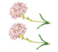 Hemobllo 2pcs Pink Carnation Flower Brooch Pin Floral Lapel Badge Shawl Clips for Women Elegant Dress Accessories for Parties Proms Celebrations