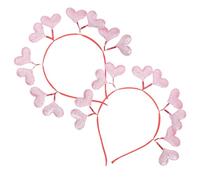 Hemobllo 2pcs Pink Heart Shaped Felt and Cloth Headbands for Valentine's Day Party Glitter, Delicate Design to Hold Hair Shape and Not Easy to Fade, for Party Costume and Festive Events