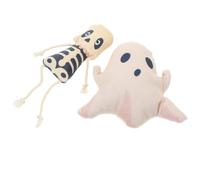 Hemobllo 2pcs Plush Cat Set Ghost and Skull Shapes Soft Comfortable Touch Wear Resistant Halloween Interactive for Cats and Pets