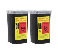 Hemobllo 2pcs Razor Blade Storage Boxes Portable Plastic Sharps Container Lightweight Safe Disposal Blade Box for Barbershop and Personal Use Black